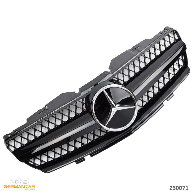 Решітка радіатора Mercedes SL R230 (01-06) стиль AMG (чорний глянц + хром зірка)