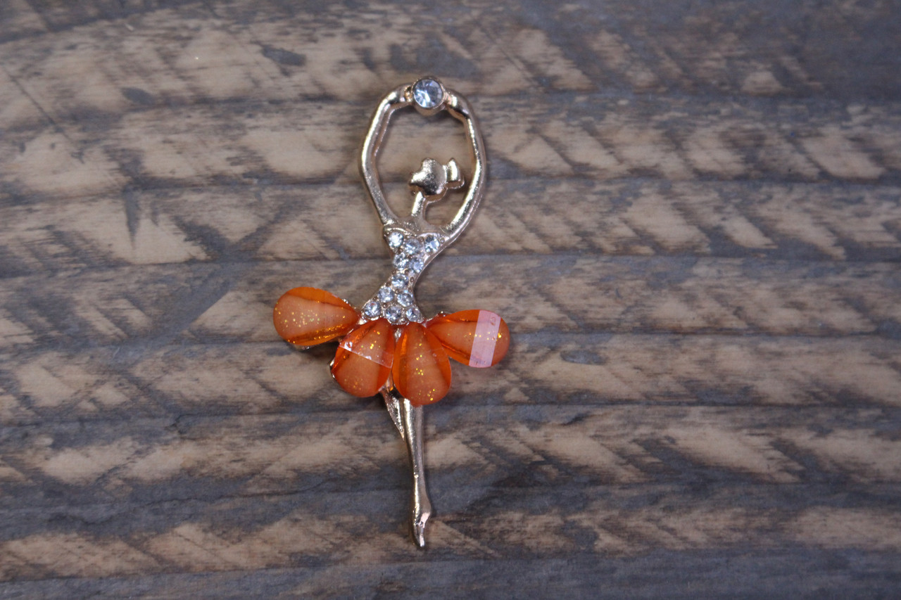 Брошка балерина (помаранчева), фото 1