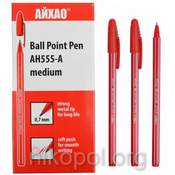 Ручка масляна AIHAO AH555-А червона