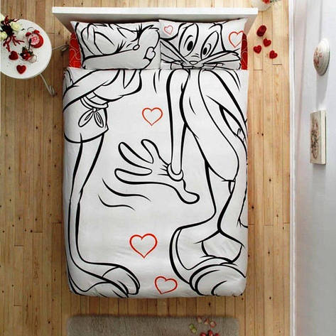 Постільна білизна TAC DISNEY Bags Bunny & Lola Bunny Amour євро, фото 2