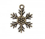 Металева підвіска Сніжинка Бронза, 19*24мм, фото 1