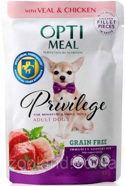 Optimeal Privilege Adult Dog з телятиною і куркою в соусі, 1 шт.