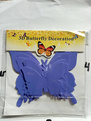 Наклейка на стіну "12 шт. 3D метелики наклейки" бузковий, фото 2