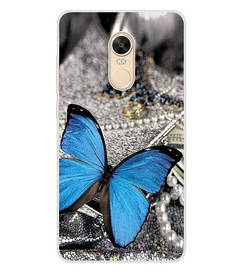 Силіконовий чохол бампер для Xiaomi Redmi 5plus з малюнком синя метелик