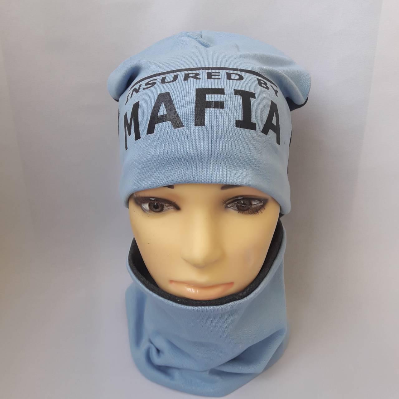 Шапка трикотажна на хб підкладці+ хомут для хлопчика р 52-54