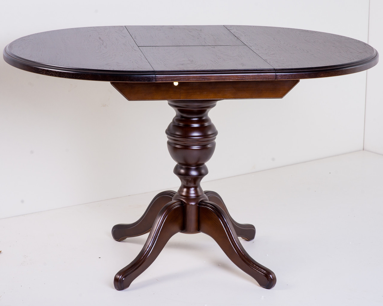Стол деревянный круглый раскладной на одной ножке, кухонный, обеденный КОЛИЗЕЙ (орех темный) - фото 3 - id-p532622601