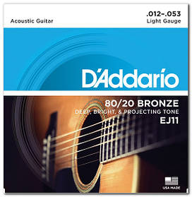 Струны D`ADDARIO EJ11 80/20 BRONZE LIGHT 12-53