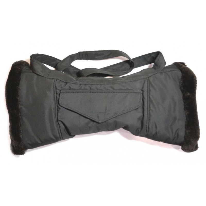 Муфта хутряна для зимової риболовлі та полювання для рук з кишенею (чорний)