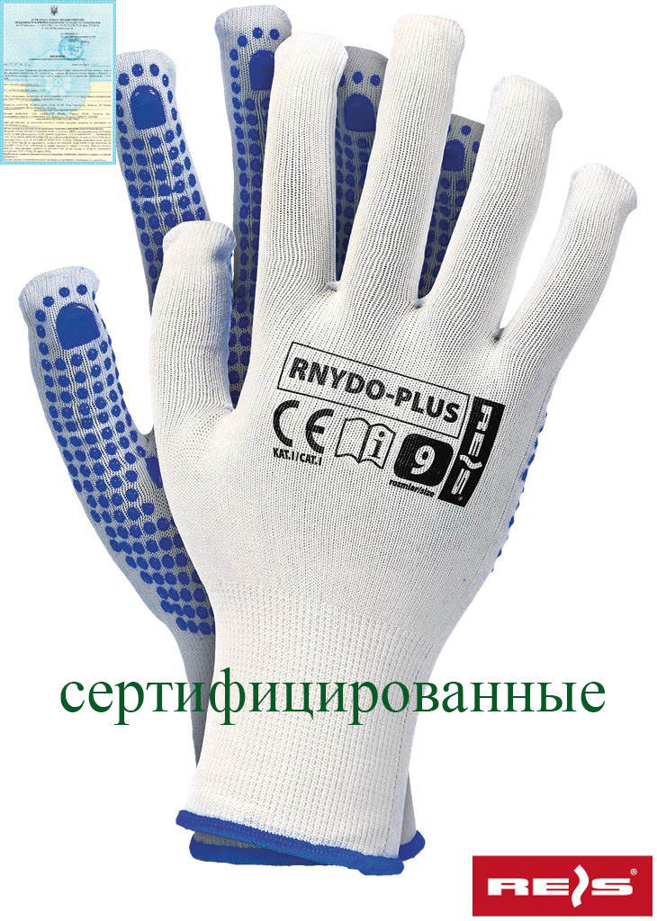 Защитные перчатки из полиэстровой пряжи с точечным покрытием с одной стороны RNYDO-PLUS WN - фото 1 - id-p287765110