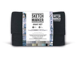 Набір SCETCHMARKER 24цвета тонкий-скошений Gray Set 24gray