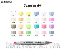 Набір SCETCHMARKER 24 кольорів тонкий-скошений Pastel 24past, фото 2