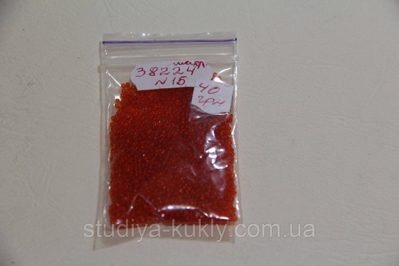 Бісер чеський, мікро. Пресциоза. №15 Колір мандариновий, прозорий. Шарлотта. арт 38224, фото 1