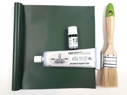 Лодочная ткань ПВХ, кусок размер: 15 см х 20 см, цвет зеленый - для ...