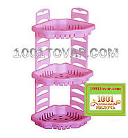 Кутова пластикова поличка, рожева