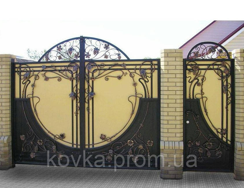 Кованые ворота с поликарбонатом, код: 01024 - фото 2 - id-p11580434