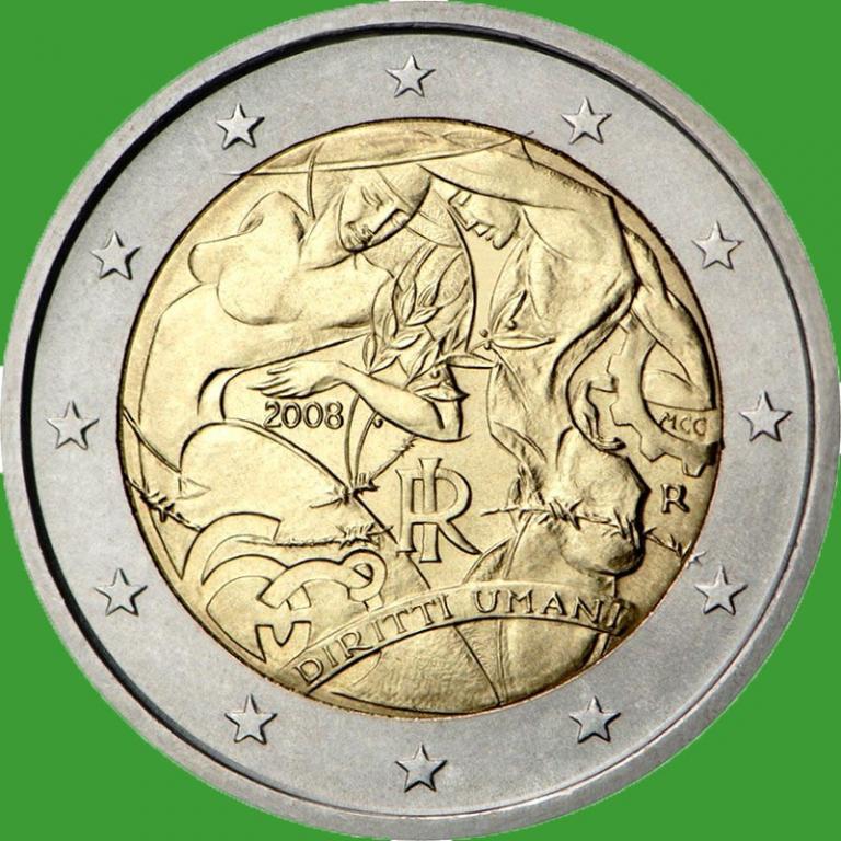 Італія 2 євро 2008 р. 60-річчя Декларації прав людини. UNC