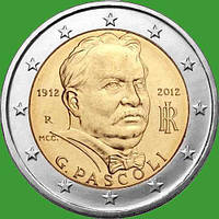 Італія 2 євро 2012 р. 100 років від дня народження Джованні Пасколі. UNC