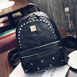 Рюкзак жіночий міський під шкіру із заклепками (чорний), фото 2