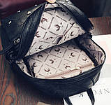 Рюкзак жіночий міський під шкіру із заклепками (чорний), фото 8