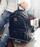 Рюкзак жіночий міський під шкіру із заклепками (чорний), фото 3