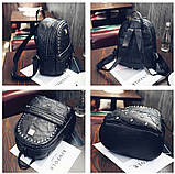 Рюкзак жіночий міський під шкіру із заклепками (чорний), фото 7