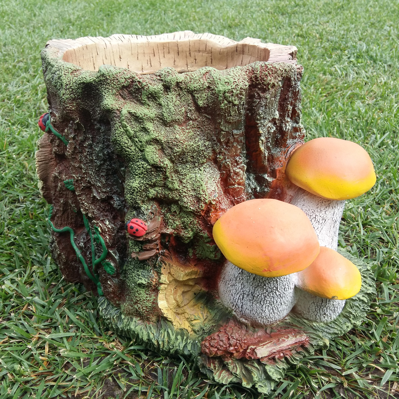 Декоративне кашпо "Пень із грибами" H-20 см