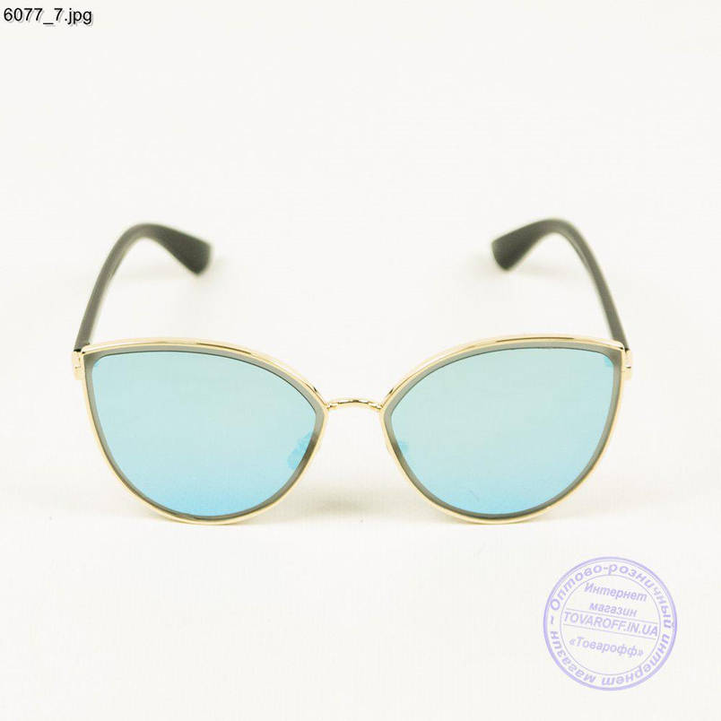 Окуляри сонцезахисні жіночі - Сріблясті з блакитними лінзами - 6077/2, фото 2
