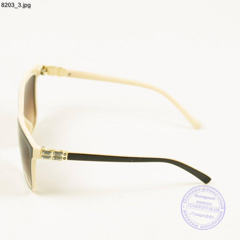 Жіночі сонцезахисні окуляри, бежеві - 8203, фото 3