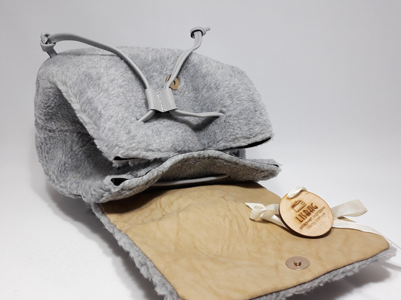 Меховой рюкзак для девушки, мягкий приятный на ощупь Серый - фото 8 - id-p662005656