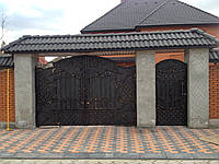 Кованые въездные ворота с калиткой, код: 01072