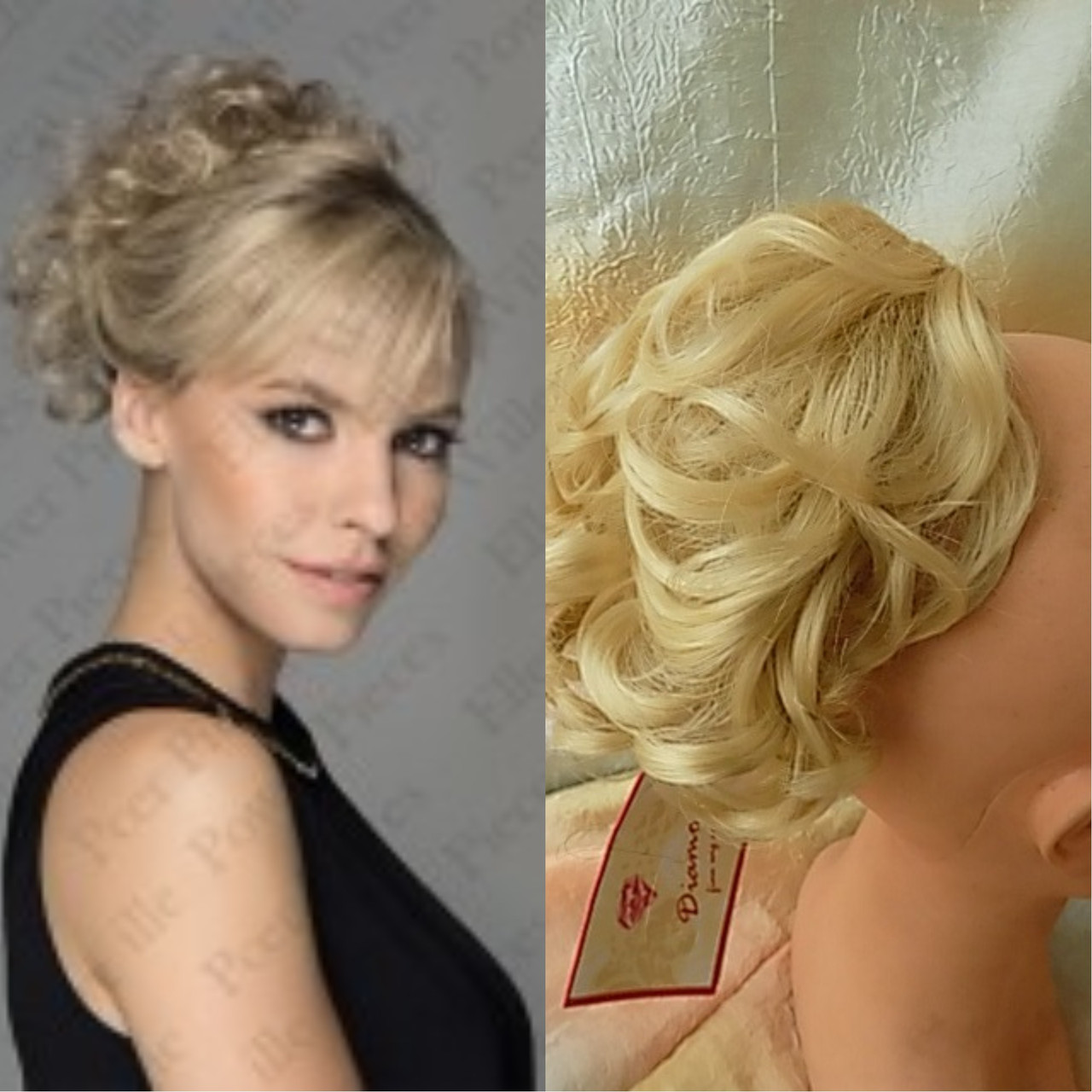 Хвіст шиньон короткий кучерявий на крабі блонд 945В-613, фото 1