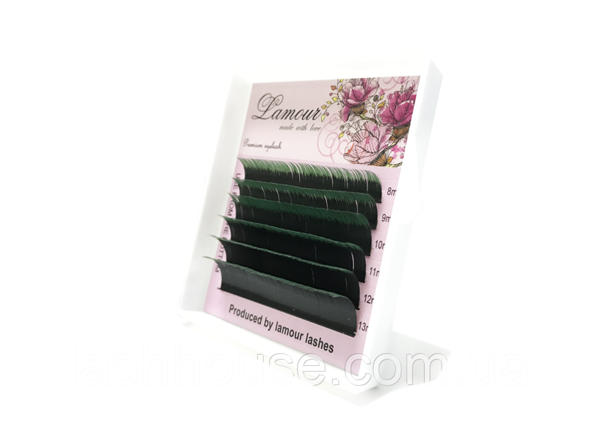 Вії З Кольоровими Кінчиками (Зелені) 6 Ліній D, 0.07, фото 1