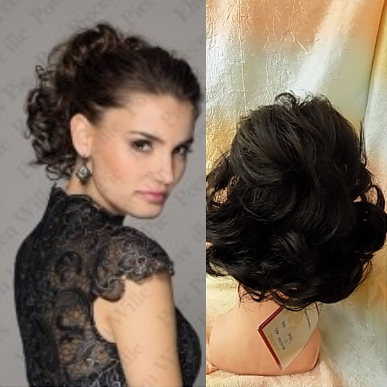 Хвіст шиньон короткий кучерявий на крабі темно-шоколадний 945В-4, фото 1