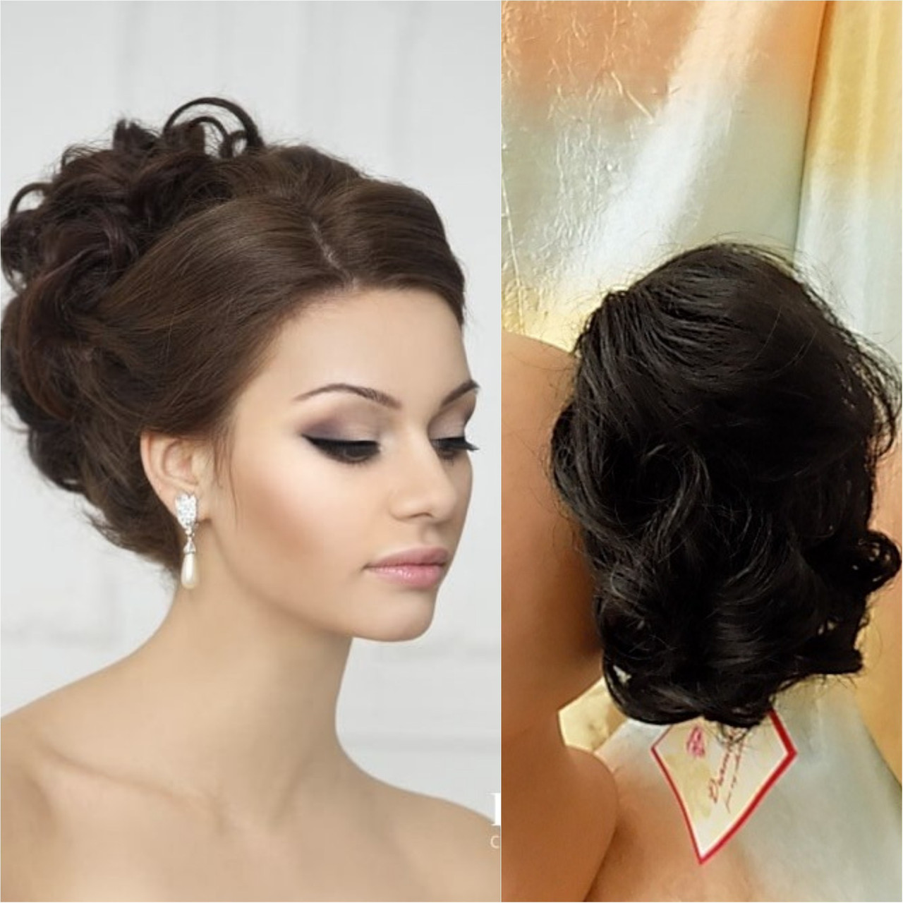 Хвіст шиньон короткий кучерявий на крабі чорна кава 945В-2, фото 1