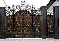 Эксклюзивные кованые ворота с калиткой, код: 01085