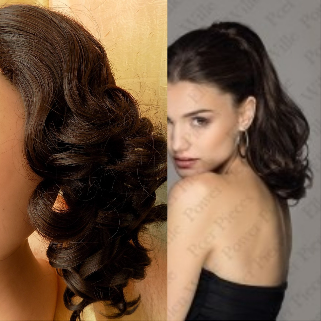 Хвіст шиньон кучерявий на крабі шоколадний 6871-6, фото 1