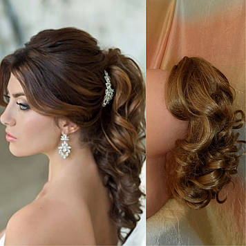 Хвіст шиньон кудрявий на крабі пісочний 6871-19