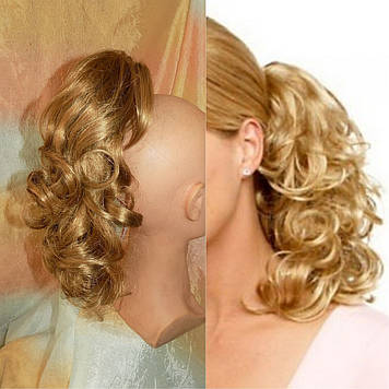 Хвіст шиньон кучерявий на крабі песочний 6871-15