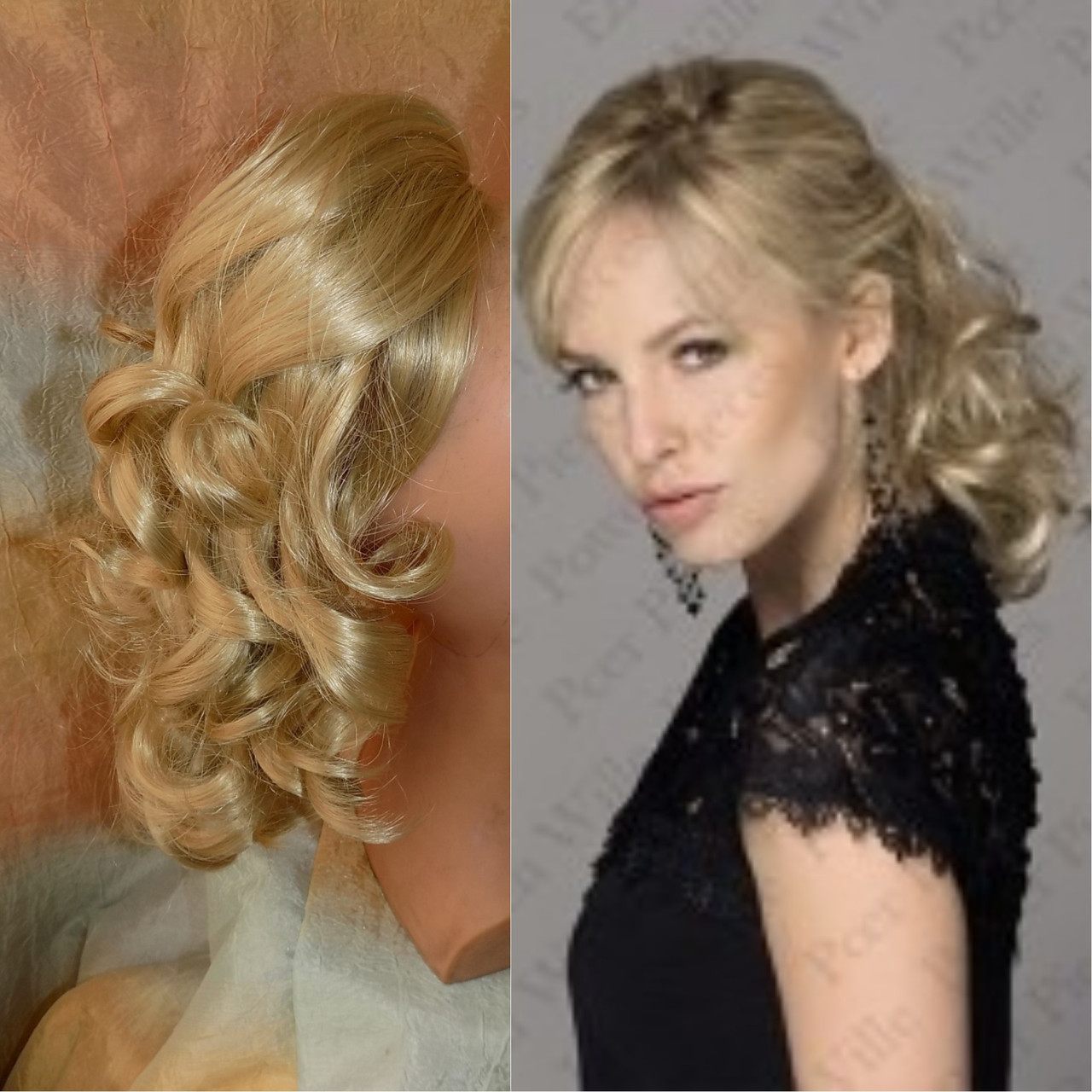 Хвіст шиньон кучерявий на крабі платиновий  6871-26, фото 1