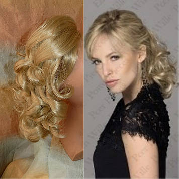 Хвіст шиньон кучерявий на крабі платиновий  6871-26