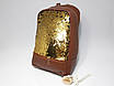 Жіночий Великий рюкзак паєтками двосторонні, Коричневий-золото, фото 5