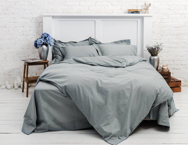 Купить Ткань для постельного белья, Однотонный серый, ранфорс Lux ...