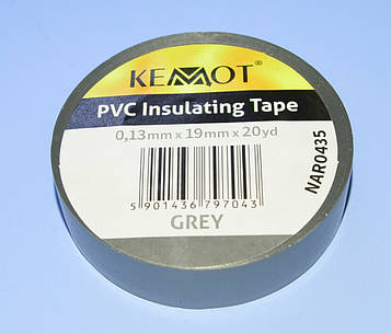 Ізострічка ПВХ Kemot 0,13x19мм (20ярд.) сіра, NAR0435