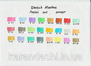 Набір SCETCHMARKER 24 кольорів тонкий-скошений Pastel 24past, фото 3