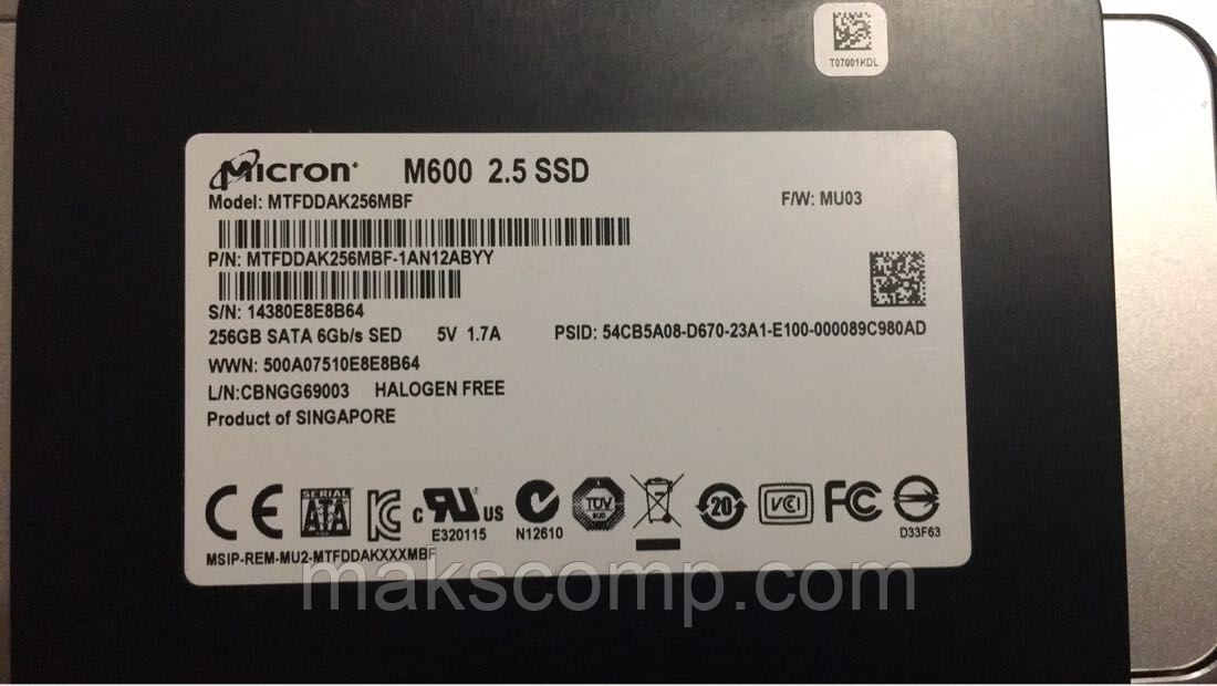 SSD Micron M600 256Gb 2.5" SATAIII MLC (MTFDDAK256MBF)