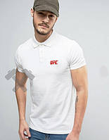 Поло ЮФС (UFC) мужское, тенниска ЮФС, мужская футболка ЮФС, Турецкий хлопок, S белое