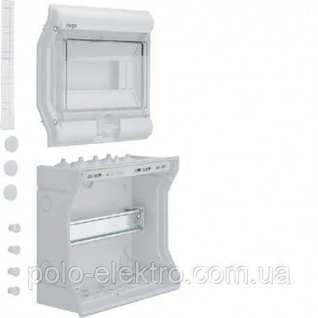 Щит розподільчий на 10 модулів накладної, з прозорими дверцятами, IP65, VECTOR Hager