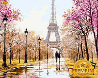 Картины по номерам 40х50 см. Babylon Premium (цветной холст + лак) Париж для двоих Художник Ричард Макнейл