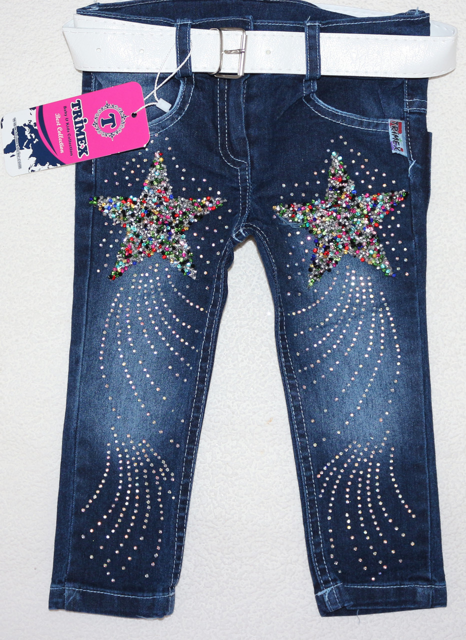 Стильные джинсы на девочку 1,2,3,4 года - фото 1 - id-p662410958