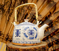 Чайник фарфор с бамбуковой ручкой "Тибет"